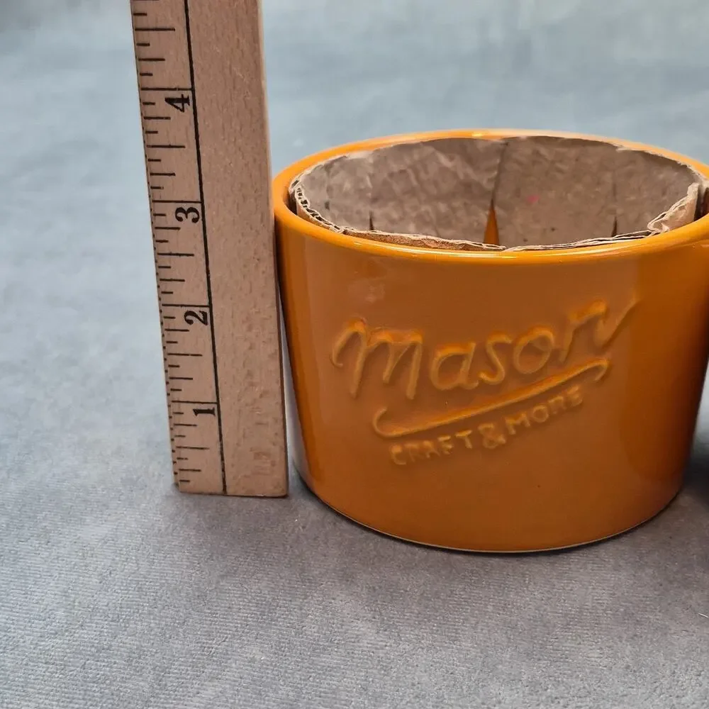 Mason Craft & and More 3 Piece Orange Nesting Bowls Ramekins Ceramic 8-10-16 oz.